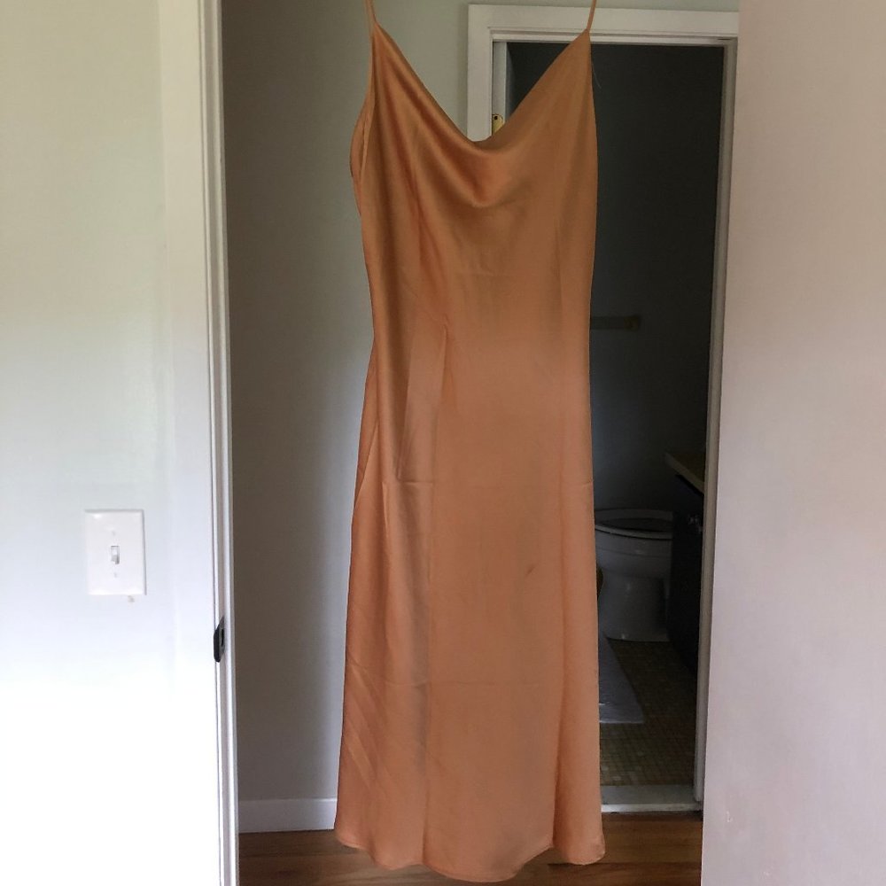 Petal & Pup Gold Satin Midi Dress NEW WITH TAGS